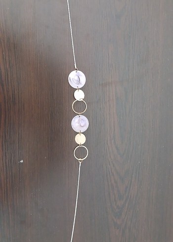 Uzun Zincir Detaylı Bej Batik Kadın Kolye - Görsel 2