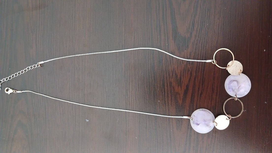 Uzun Zincir Detaylı Bej Batik Kadın Kolye - Görsel 3