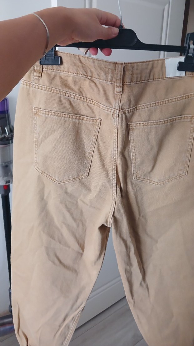 Bej Rahat Kesim Midi Kumaş Pantolon - Görsel 3