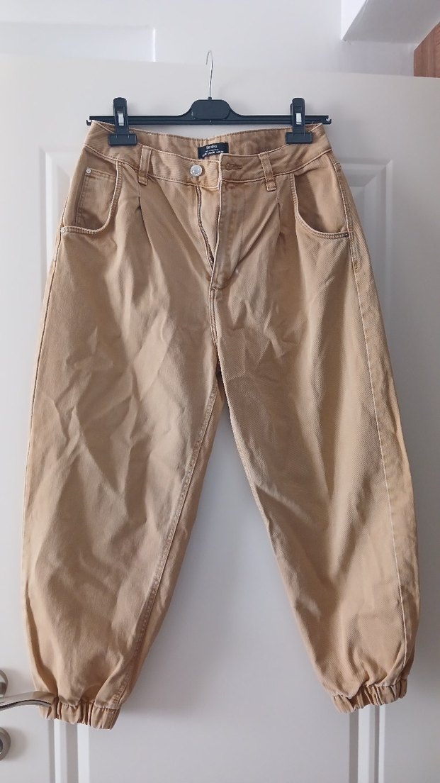 Bej Rahat Kesim Midi Kumaş Pantolon - Görsel 2