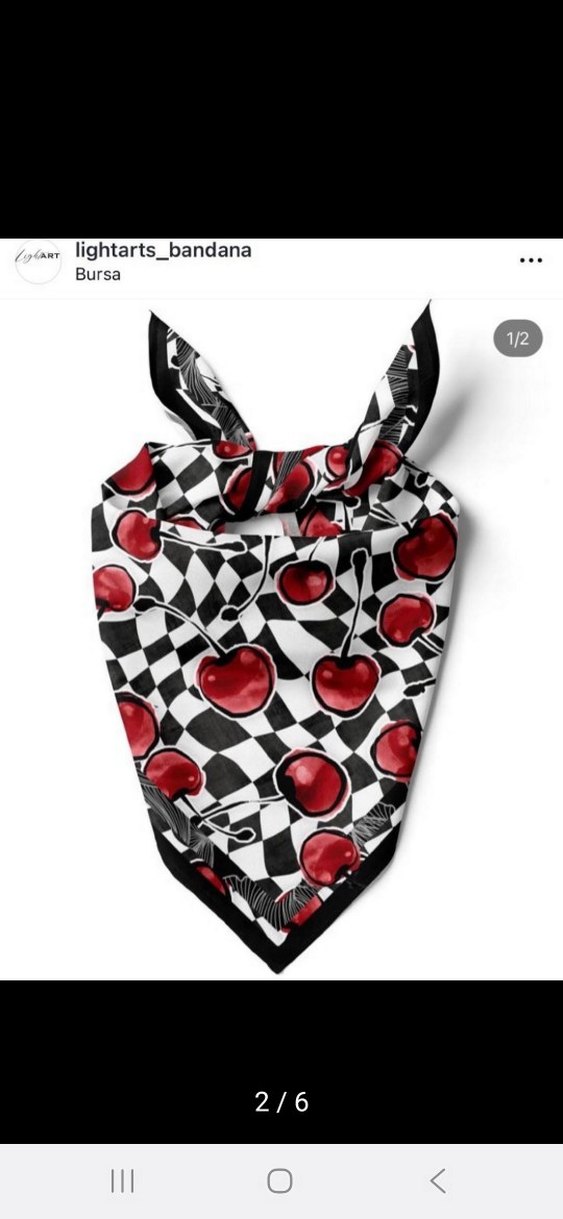 Fırfırlı Retro Kadın Fular - Kırmızı - Görsel 2