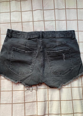 H&M Gri Kadın Denim Mini Şort, Rahat Kesim