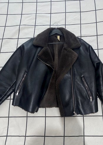 Mango Kahverengi Kürklü Biker Deri Ceket