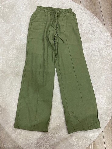 Yeşil keten pantolon
