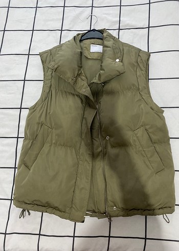 Khaki Renkli Düğmeli Kadın Yelek