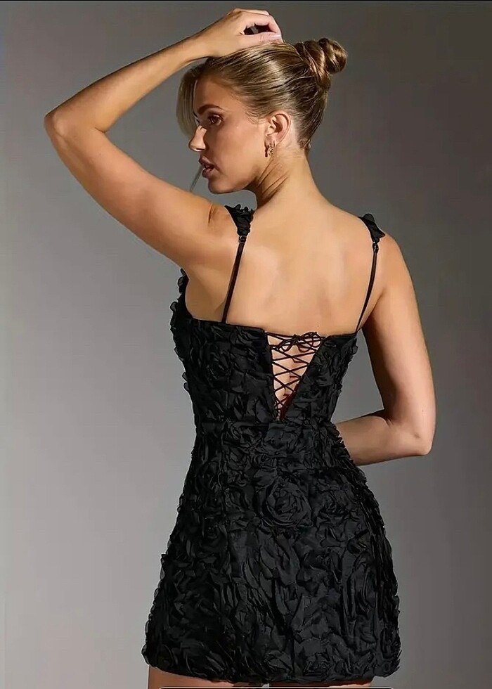 Siyah mini elbise - Görsel 2