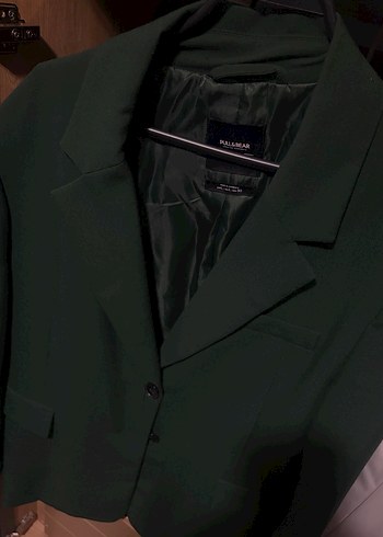 Kadın Koyu Yeşil Düğmeli Blazer Ceket - Görsel 3