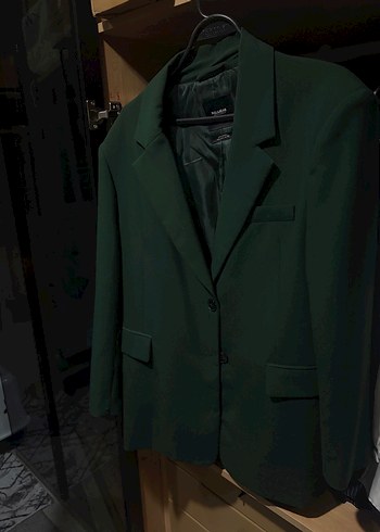 Kadın Koyu Yeşil Düğmeli Blazer Ceket - Görsel 2