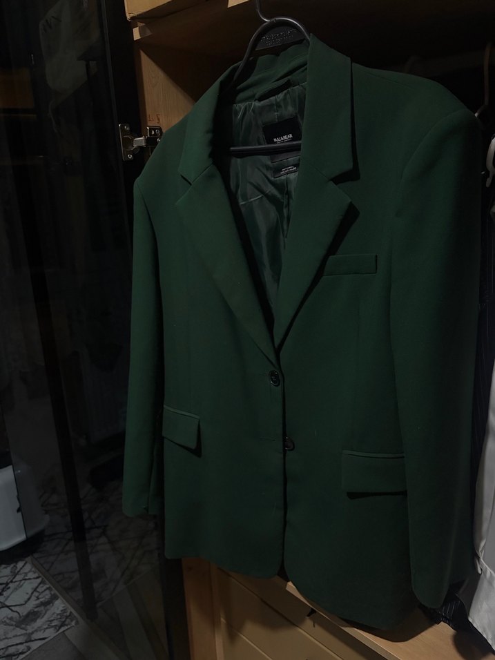 Kadın Koyu Yeşil Düğmeli Blazer Ceket - Görsel 2