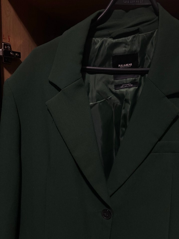 Kadın Koyu Yeşil Düğmeli Blazer Ceket - Görsel 5