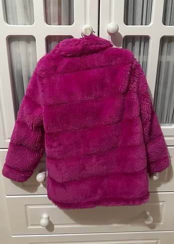 5 Yaş Beden Kız Çocuk Pembe Kürklü Mont