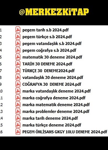 Liste 1 ÖZEL SİPARİŞ SORU BANKALARİ VE DENEMELER