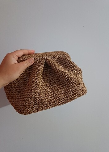 Beden siyah Renk Hasır çanta yazlık kağıt ip clutch