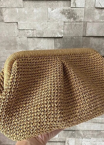 Beden Hasır clutch çanta çileli burslu