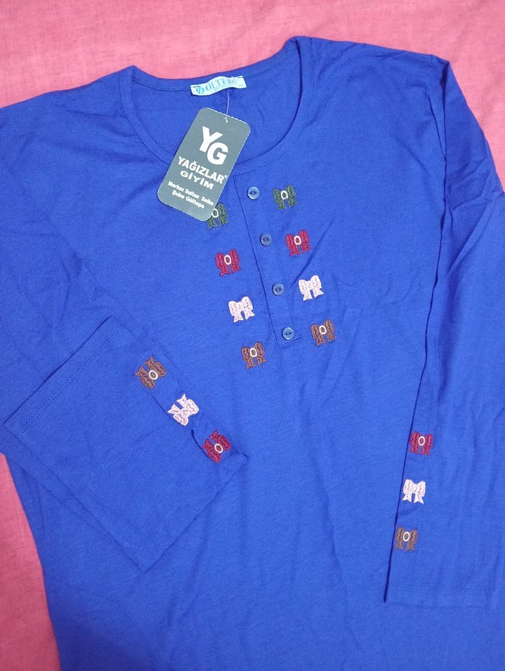 Renkli Nakışlı Kadın Uzun Kollu Bluz - Görsel 2