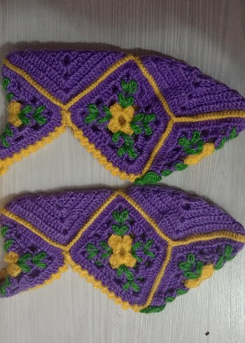 Mor Nakışlı Örgü Kadın patik #çetik - Görsel 3