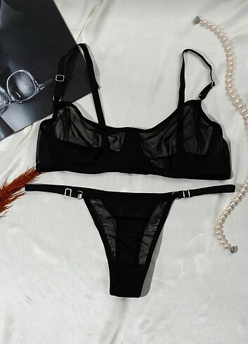 m Beden Siyah bralet takım