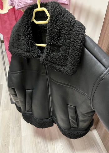 Siyah Kürklü Deri Kadın Biker Ceket - Görsel 6