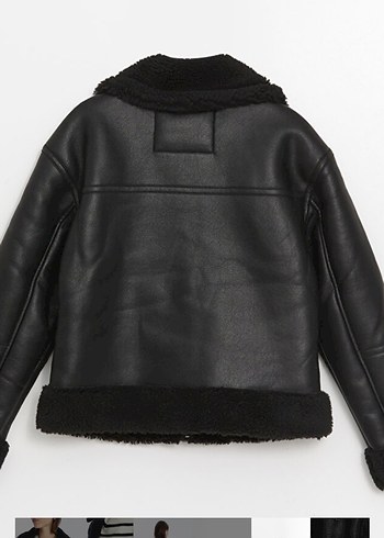 Siyah Kürklü Deri Kadın Biker Ceket - Görsel 2