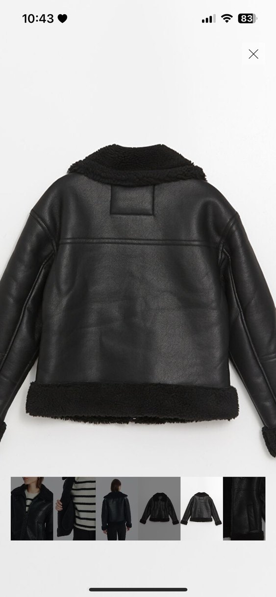 Siyah Kürklü Deri Kadın Biker Ceket - Görsel 2