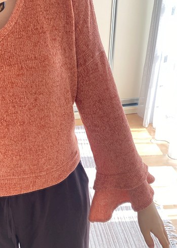 V Yaka Örgü Kadın Kazak - Görsel 3