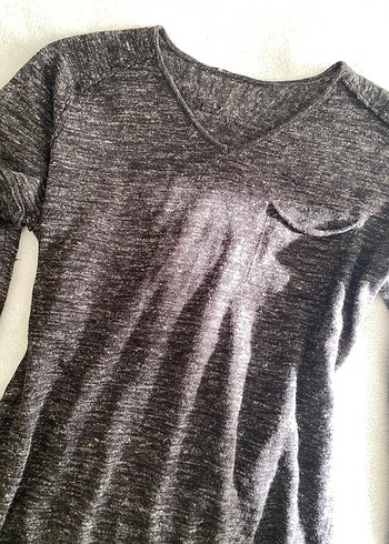 Gri V Yakalı Kadın bluz - Görsel 2