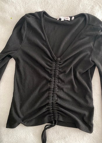 V Yakalı Siyah Kadın Bluz - Görsel 2