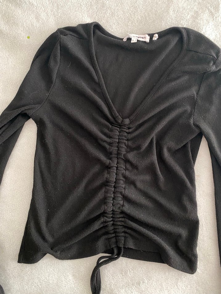 V Yakalı Siyah Kadın Bluz - Görsel 2