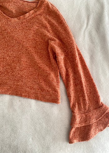 Kırmızı Bohem Örgü Kadın Kazak - Görsel 2