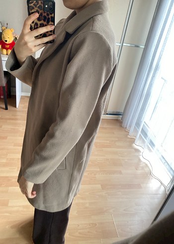 Bej Midi Kadın Düğmeli Kaban - Görsel 3