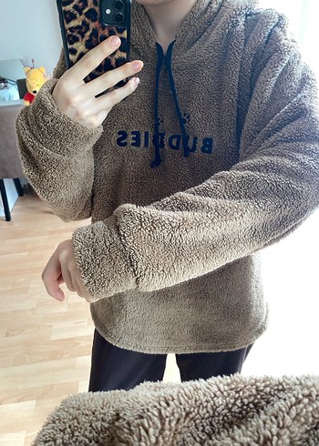 Kahverengi Peluş Kadın Sweatshirt - Görsel 2