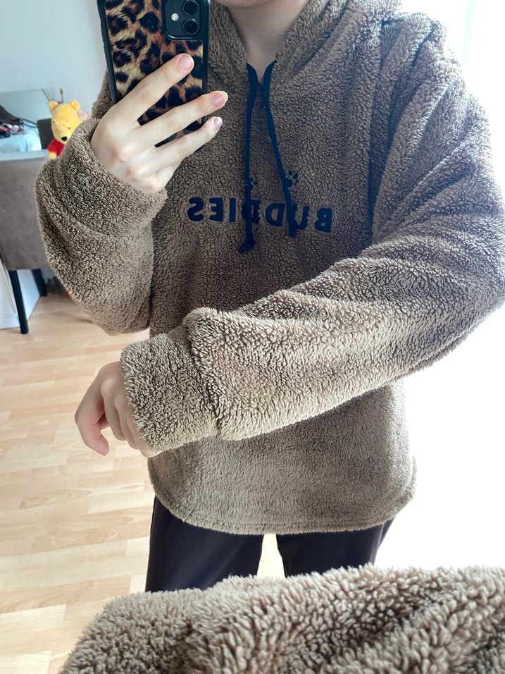 Kahverengi Peluş Kadın Sweatshirt - Görsel 2