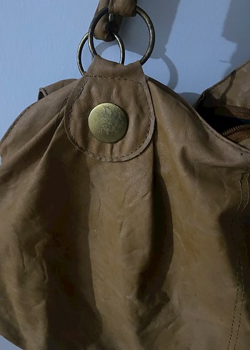 Taba Deri Tokalı Vintage Bohem Çanta - Görsel 3