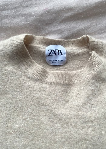 Zara kazak Bej Yün Kadın Kazak, Bisiklet Yaka, Rahat Kesim - Görsel 4