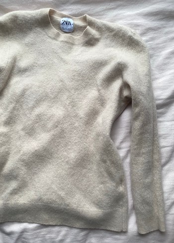 Zara kazak Bej Yün Kadın Kazak, Bisiklet Yaka, Rahat Kesim - Görsel 2