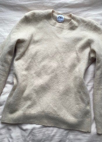 Zara kazak Bej Yün Kadın Kazak, Bisiklet Yaka, Rahat Kesim - Görsel 3