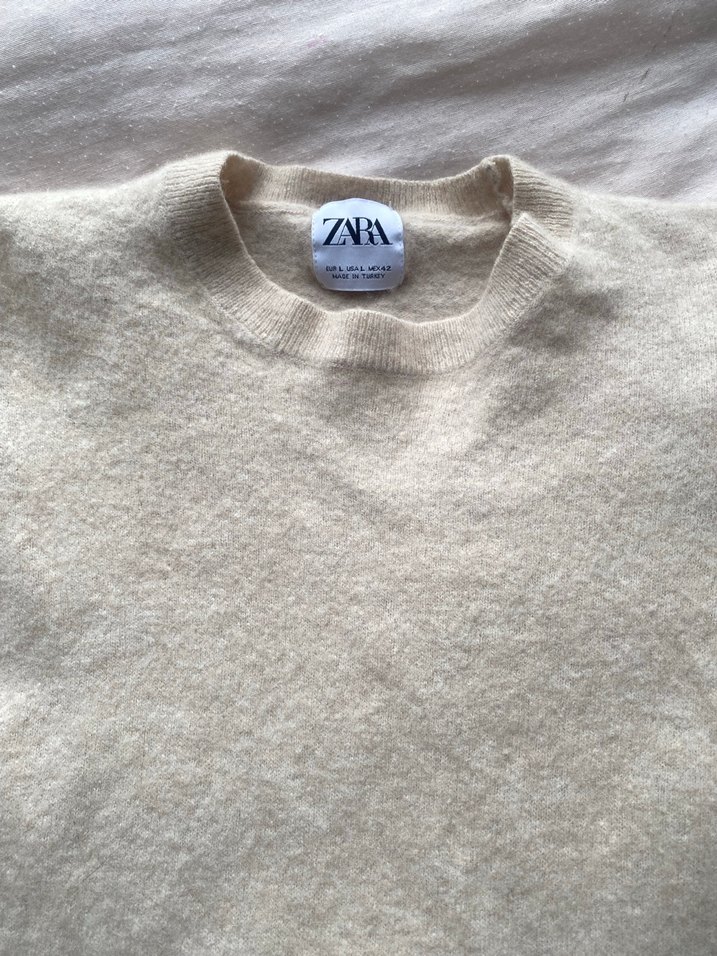 Zara kazak Bej Yün Kadın Kazak, Bisiklet Yaka, Rahat Kesim - Görsel 5