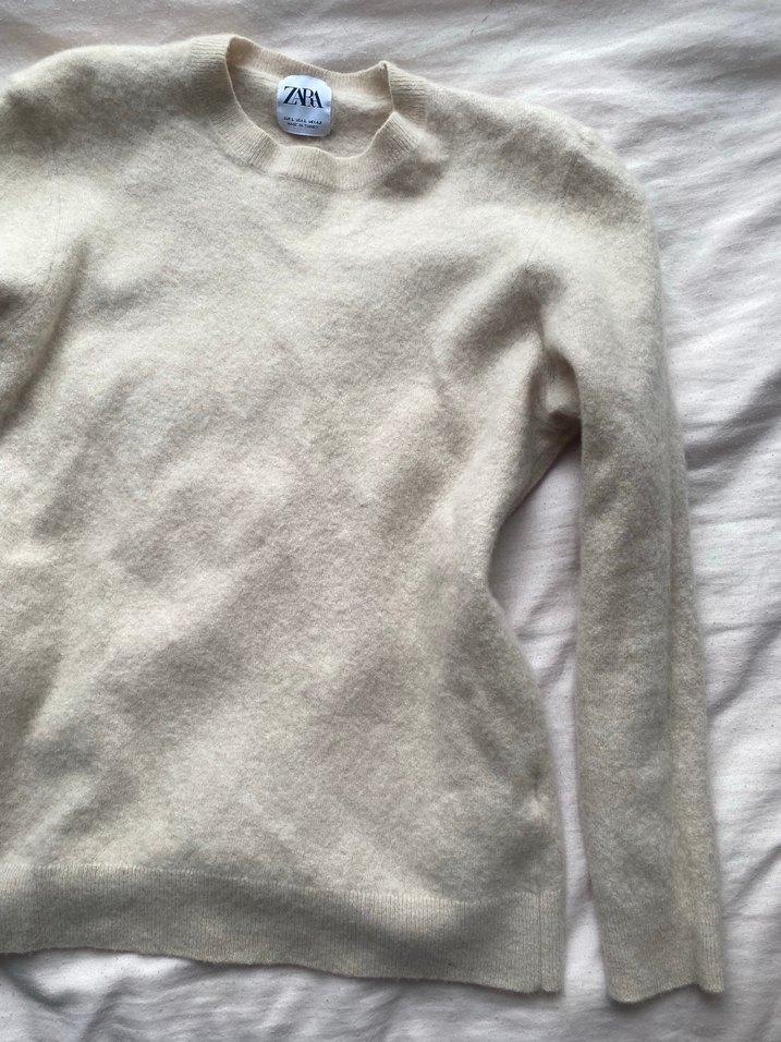 Zara kazak Bej Yün Kadın Kazak, Bisiklet Yaka, Rahat Kesim - Görsel 2