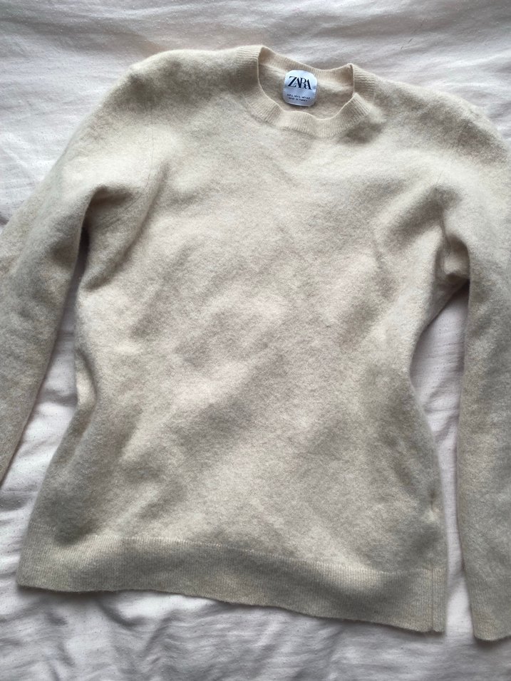 Zara kazak Bej Yün Kadın Kazak, Bisiklet Yaka, Rahat Kesim - Görsel 3