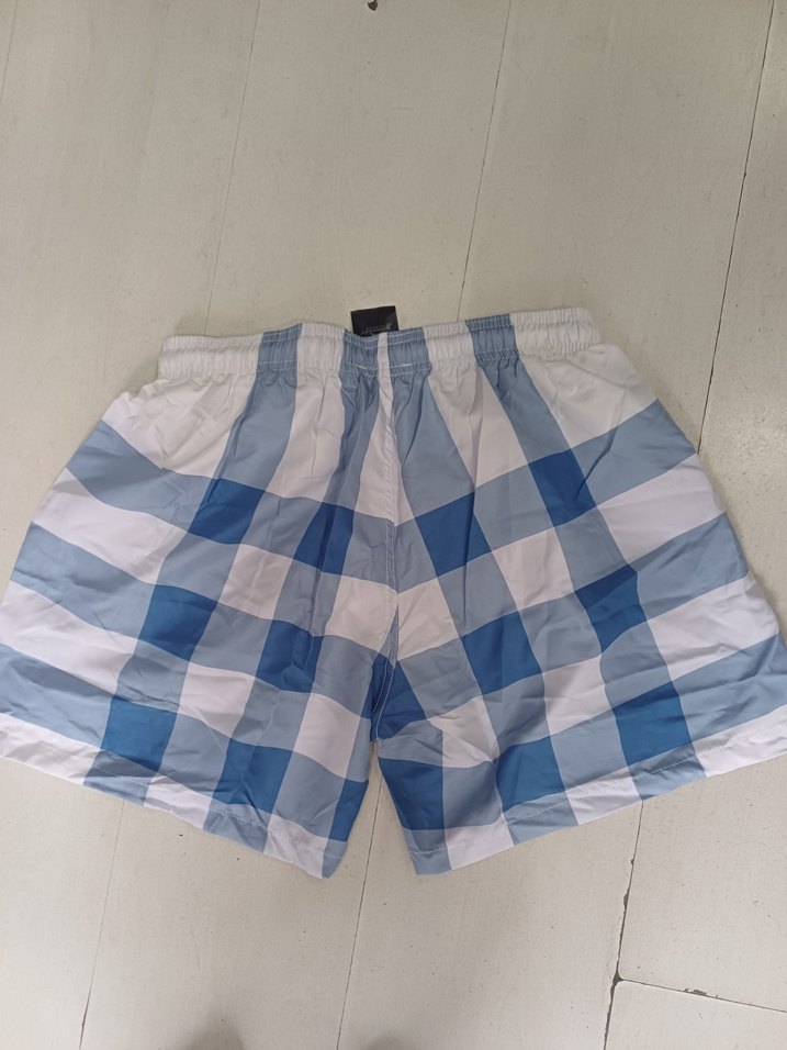 Erkek Mavi Kareli Mini Şort - Görsel 2