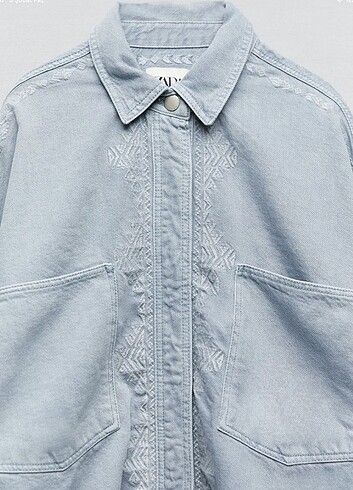 xl Beden Zara işlemeli kot ceket