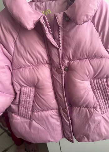 Düğmeli Pembe Kız Çocuk Mont - Görsel 4