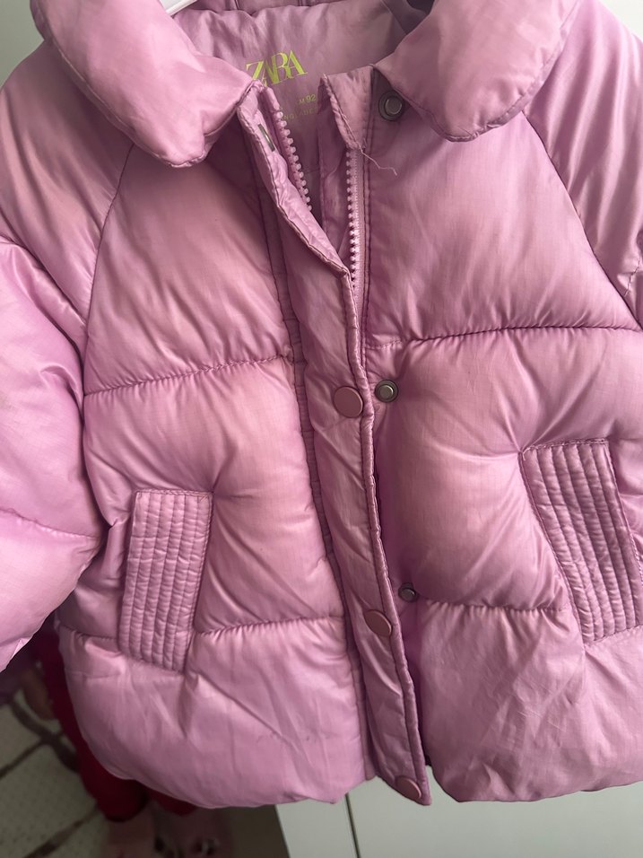 Düğmeli Pembe Kız Çocuk Mont - Görsel 4