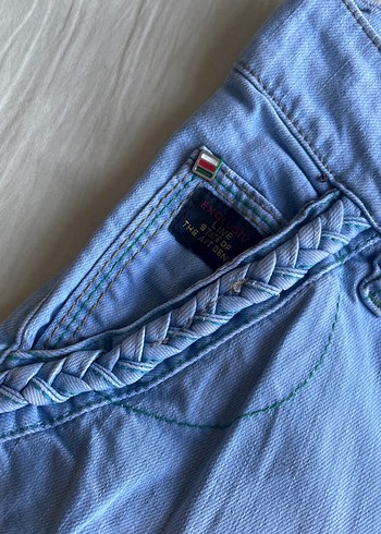 30 Beden mavi Renk Kadın Mavi Bol Kesim Denim Pantolon