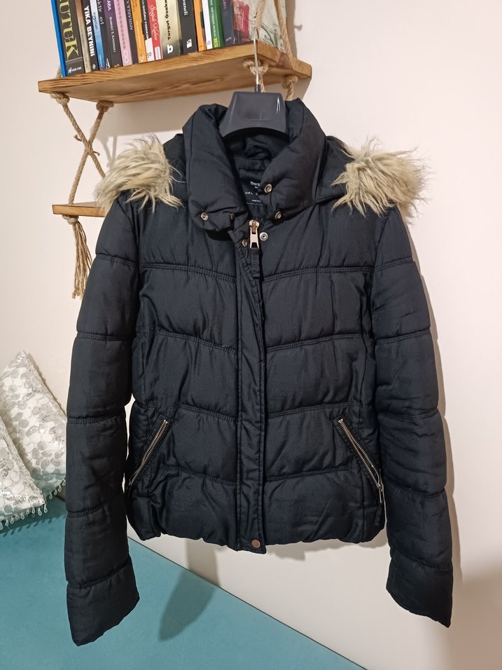 Gri Kürk Detaylı Kadın Kışlık Mont - Görsel 2