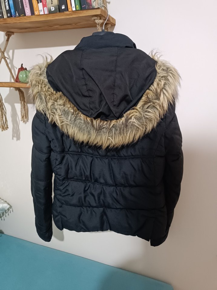 Gri Kürk Detaylı Kadın Kışlık Mont - Görsel 4