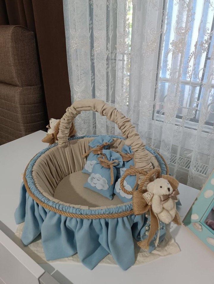 Mavi Pastel Renkli Dekoratif Sepet - Görsel 2