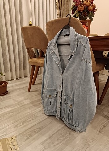 xl Beden mavi Renk Oversize Kot Ceket