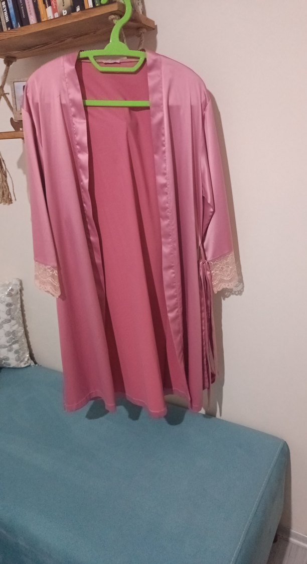Pembe Uzun Kollu Kadın Sabahlık - Görsel 2
