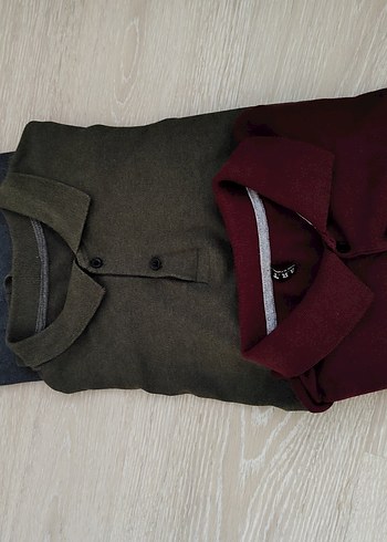 Diğer Bordo Uzun Kollu Düğmeli Erkek Polo Tişört